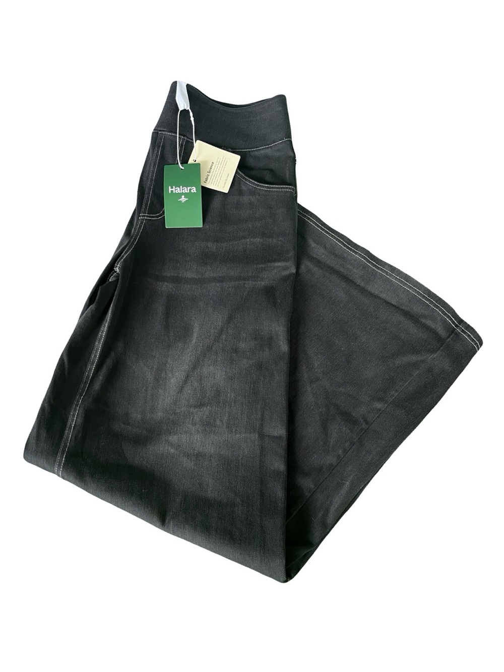 NEW Halara Black Jeans Stretch Flex Denim High Waist Neutral Wide Leg Womens